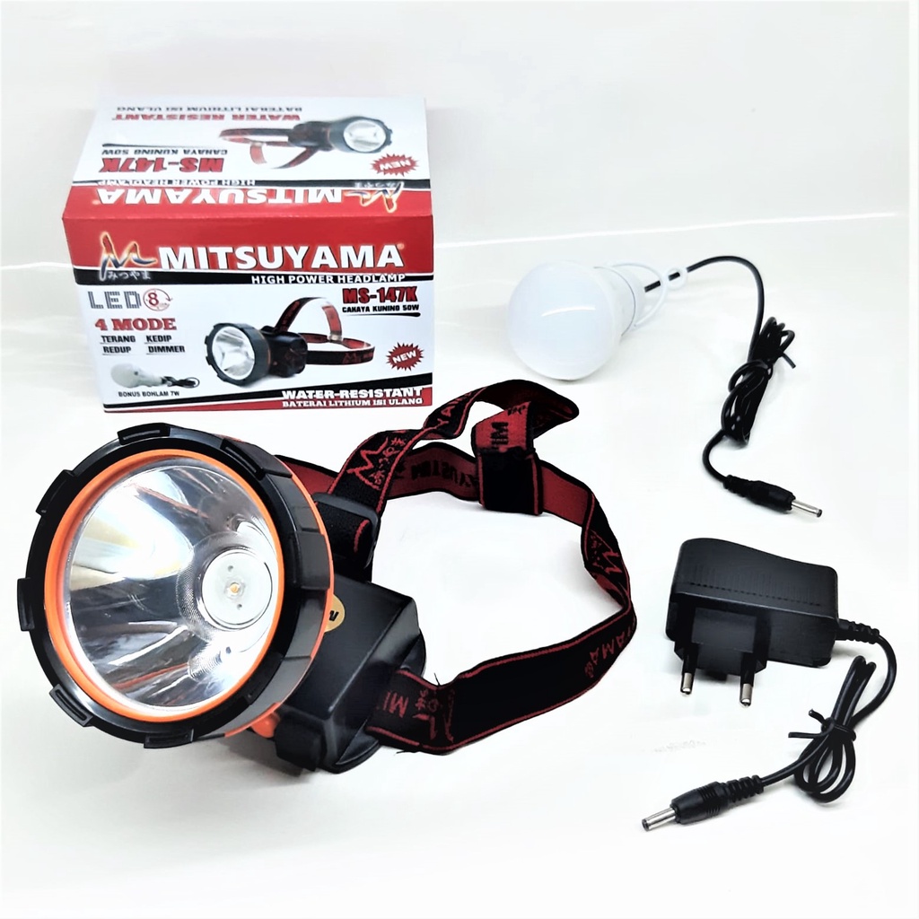 Senter Kepala Anti Air Cahaya Kuning Ekstra Bohlam Gantung MS-147K