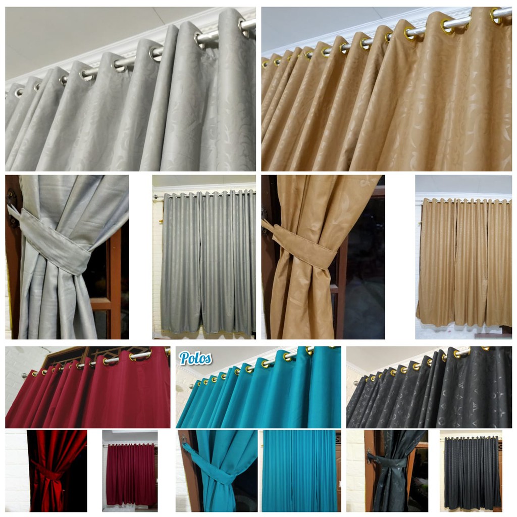 Korden Smokering - Gorden  Minimalis - Hordeng Pintu Jendela Tinggi Ruang Tamu Emboss Polos
