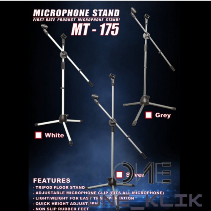 Stand Mic Berdiri Lantai Warna PUTIH, SILVER, GREY - Tiang Mic Berdiri