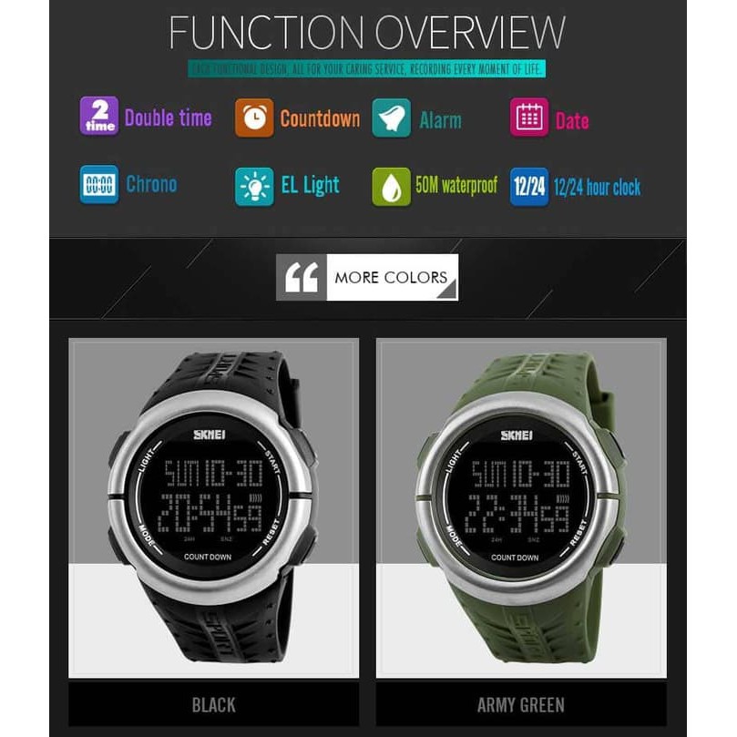 Jam Tangan Cowok /  Jam Tangan Pria Sport SKMEI 1286 Original Anti Air 50M - Army Green Terbaru