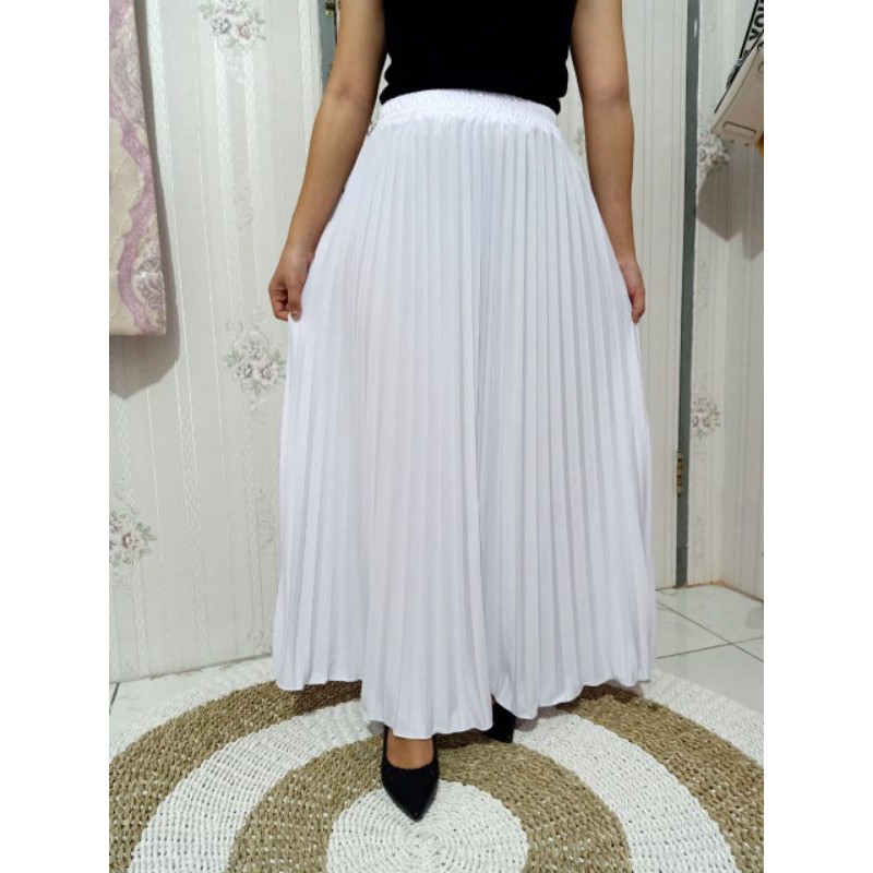 ROK PLISKET DEWASA PREMIUM//BAWAHAN WANITA//ROK PLISKET MAYUNG-Putih