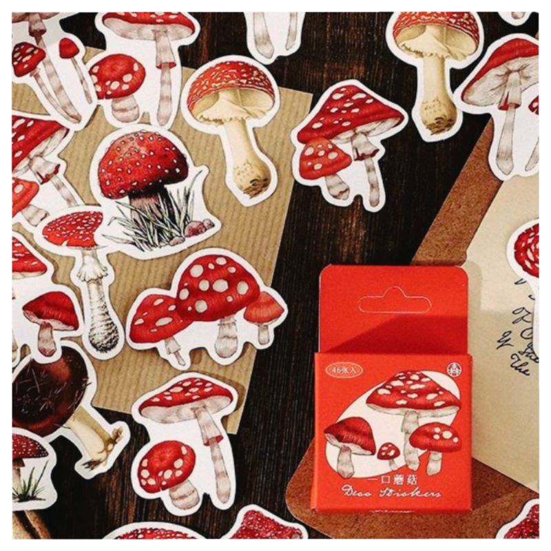 

46pcs Sticker Red Mushroom | Sticker deco | sticker jamur merah