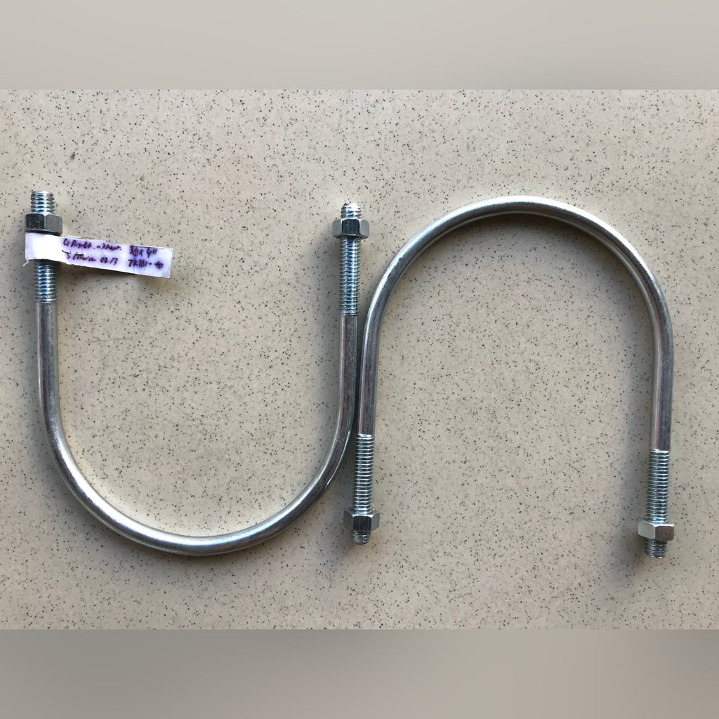 Baut U Galvanis 3/8 x 4 Inchi Klem Pipa U Putih U Bolt + 2 mur