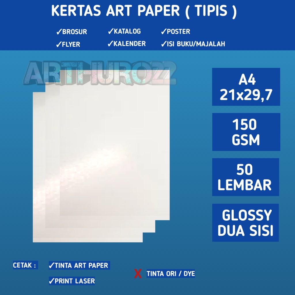 

Kertas art paper 150 gsm A4 isi 50 lembar/Kertas brosur tipis 150 gram