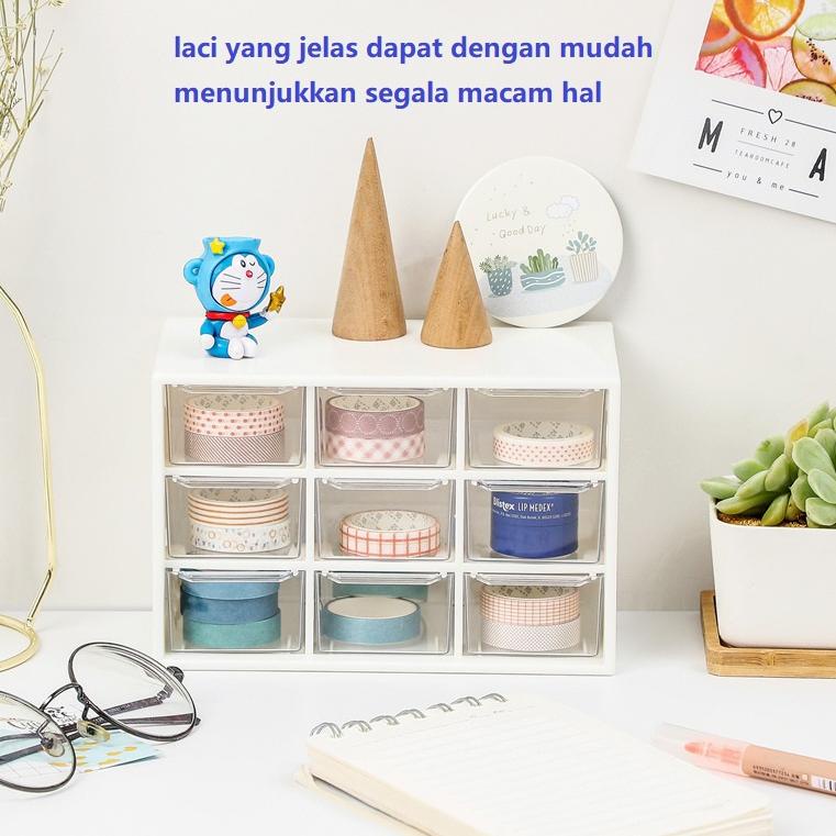 [7.7] 9 laci kecil Rak mini Laci plastik Kotak pensil Organizer stationery Kotak laci mini Mini cont