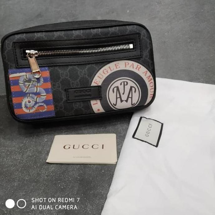 Pengiriman Cepat waistbag pria..> terlaris TAS PRIA/KULIT/CLUCTH/HANDBAG/WAISTBAG GUCCI GRADE