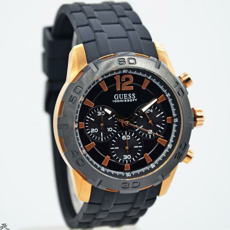 Jam Tangan Pria Guess W0864G2 Rosegold Rubber Original Murah