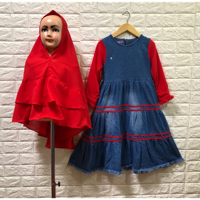 GAMIS JEANS ANAK ANAK SET HIJAB Shopee Indonesia GAMIS JEANS ANAK ANAK SET HIJAB Shopee Indonesia