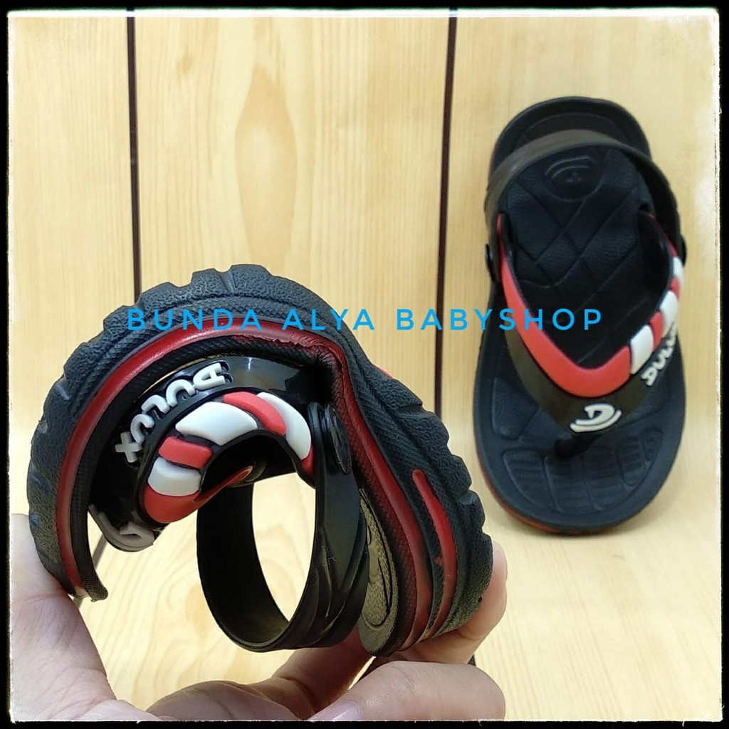 Sendal Anak Laki Jepit Usia 6 - 12 Bulan Karet HITAM Elastis - Sepatu Sandal Jepit Anak Cowok Size 20-21