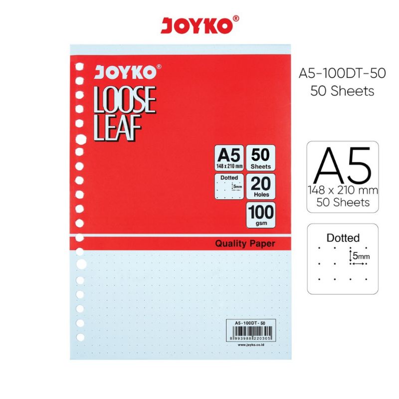

LOOSE LEAF PAPER JOYKO A5 B5 DOTTED DOT TITIK-TITIK / KERTAS BINDER DOT