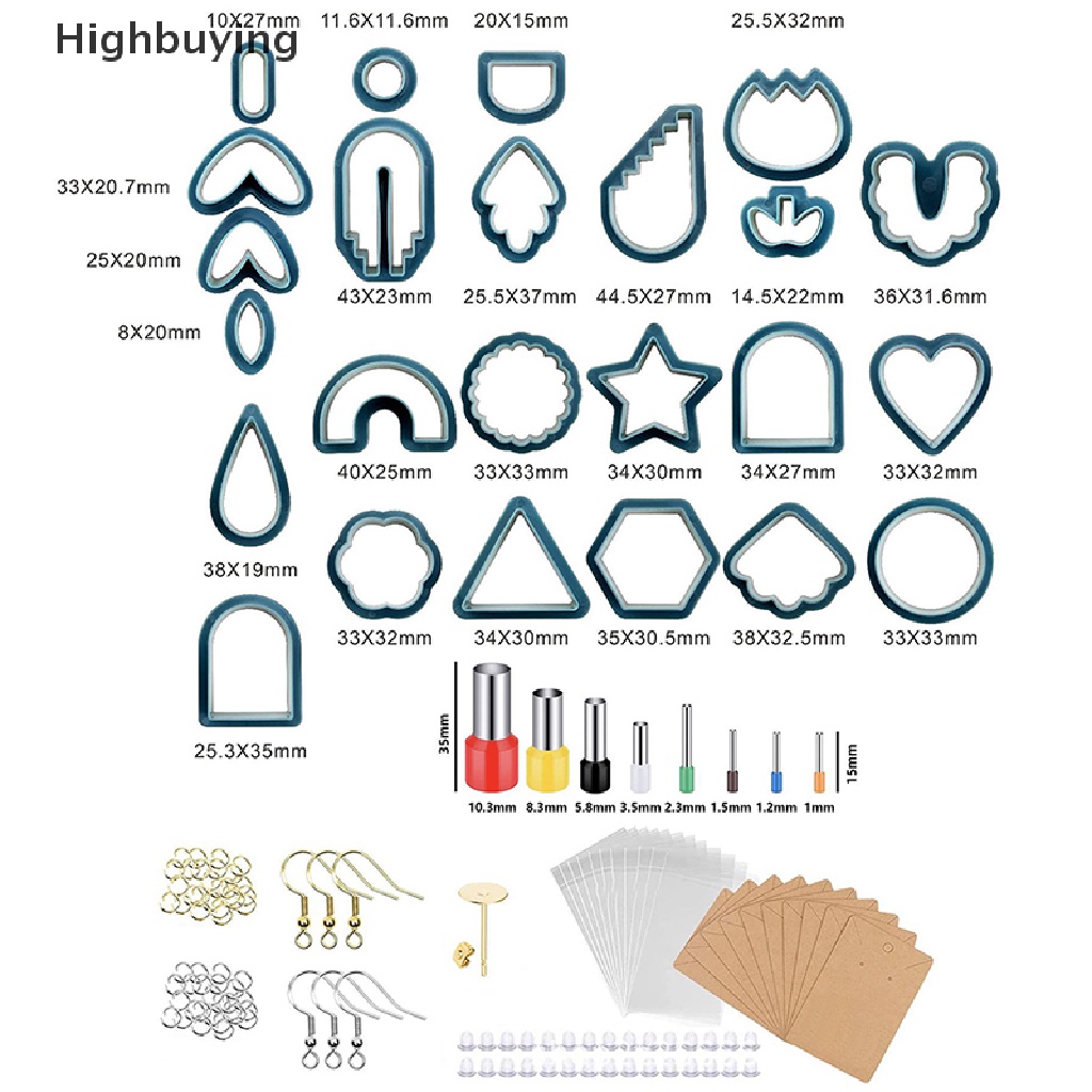 Hbid 142Pcs / Set Cetakan / Pemotong Clay Polymer 24 Bentuk Bahan Stainless Steel Untuk Membuat Perhiasan DIY Glory