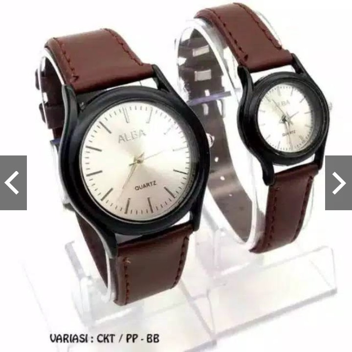 (G_W)Jam Tangan Pria / Wanita Couple Alba Kulit Balok