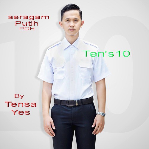Seragam Putih Kemeja Pria PNS bahan charlene (katun tebal).