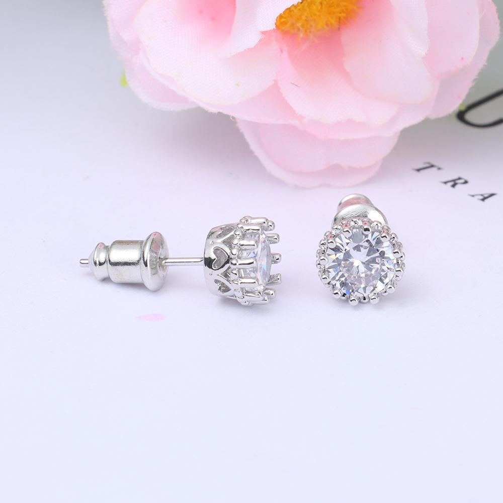 R-flower 1pasang Anting Stud Trendy Pria Zirkon Perhiasan Fashion