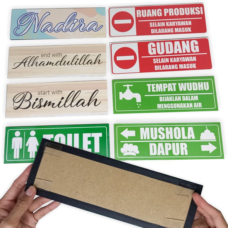 PAPAN SIGN BINGKAI MDF 10 X 30 CM / TULISAN TOILET / TULISAN MUSHOLA