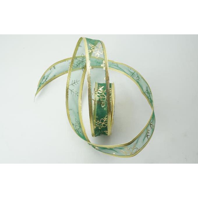 

Open Ds Pita Hias Dekorasi Lebaran Natal Hijau Gold Emas Lebar 2.5 Cm