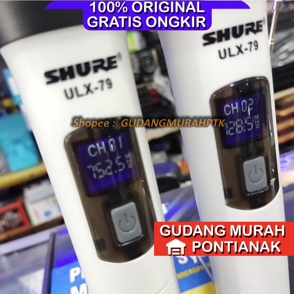 Mic Wireless ULX 79 / Microphone Double Wireless SHURE ULX - 79 / Mic Pegang ULX-79 Putih Mic Shure