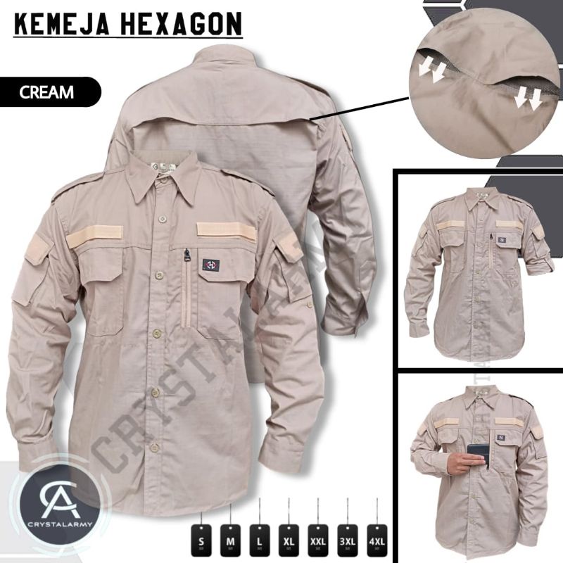 kemeja tactical terbaru hexagon / kemeja tactical outdoor /  kemeja lapangan