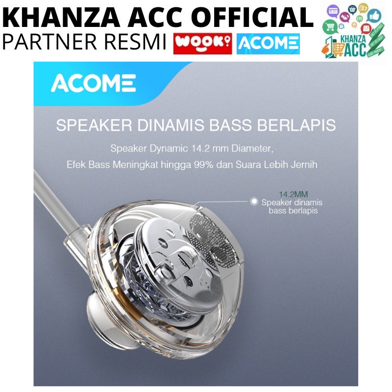 KHANZAACC ACOME AW05 Wired Earphone Semi In Ear Headset Super Bass