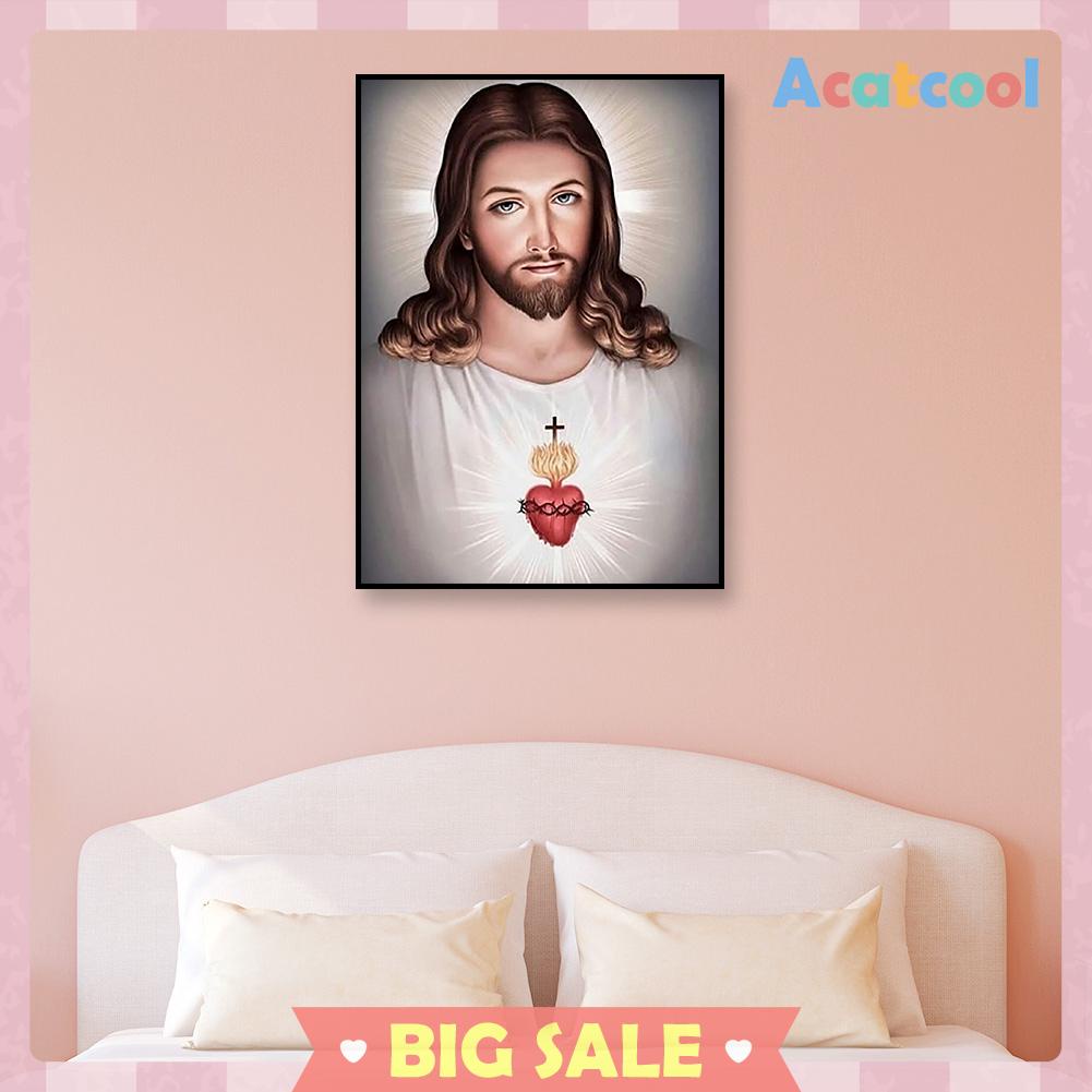 Lukisan Sulaman Berlian 5d Jahitan Bersilang Desain Jesus Model Diy