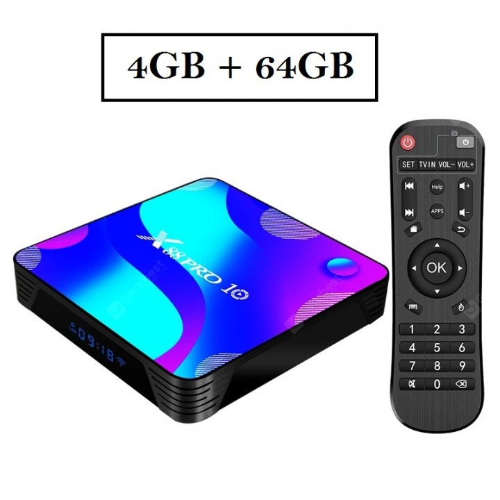 X88 PRO 10 - Android 10.0 Smart TV Box 4K Display - RAM 4GB ROM 64GB