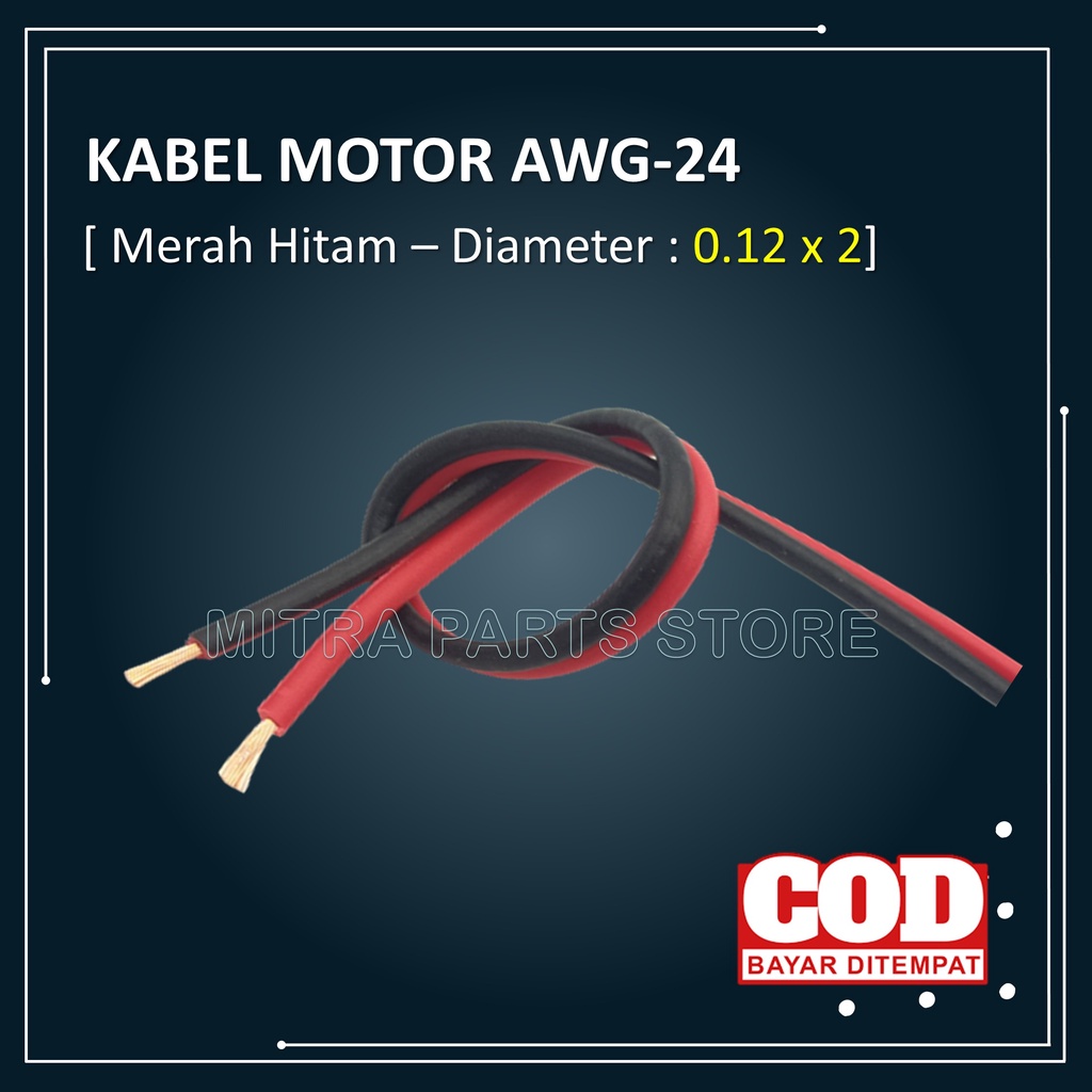 Kabel Serabut Body Kelistrikan Motor Meteran AWG 24 Warna Hitam Merah