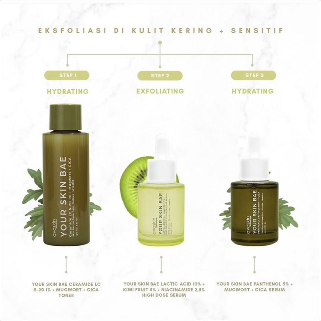 Avoskin Your Skin Bae Lactic Acid 10% + Kiwi Fruit 5% + Niacinamide 2,5% High Dose Serum 30ml