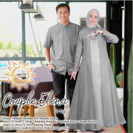 Setelan Couple Pasangan CP ELENA GAMIS COUPLE BALOTELI BAJU COUPLE MUSLIM Kekinian 2022