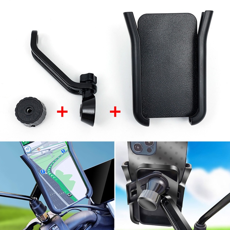 Bracket Klip Holder Handphone / GPS Universal Anti slip Bahan Aluminum Alloy Untuk Sepeda / Motor Android / iPhone