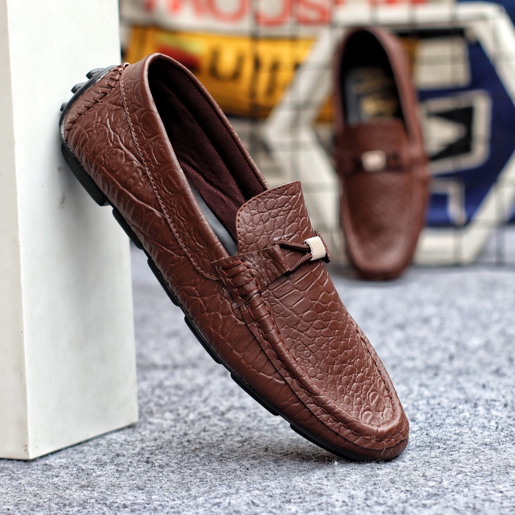 MOLK|Sepatu Kasual Slip On pria Kulit Asli Selop Slop Kerja Santai Kuliah Semi Formal Footwear