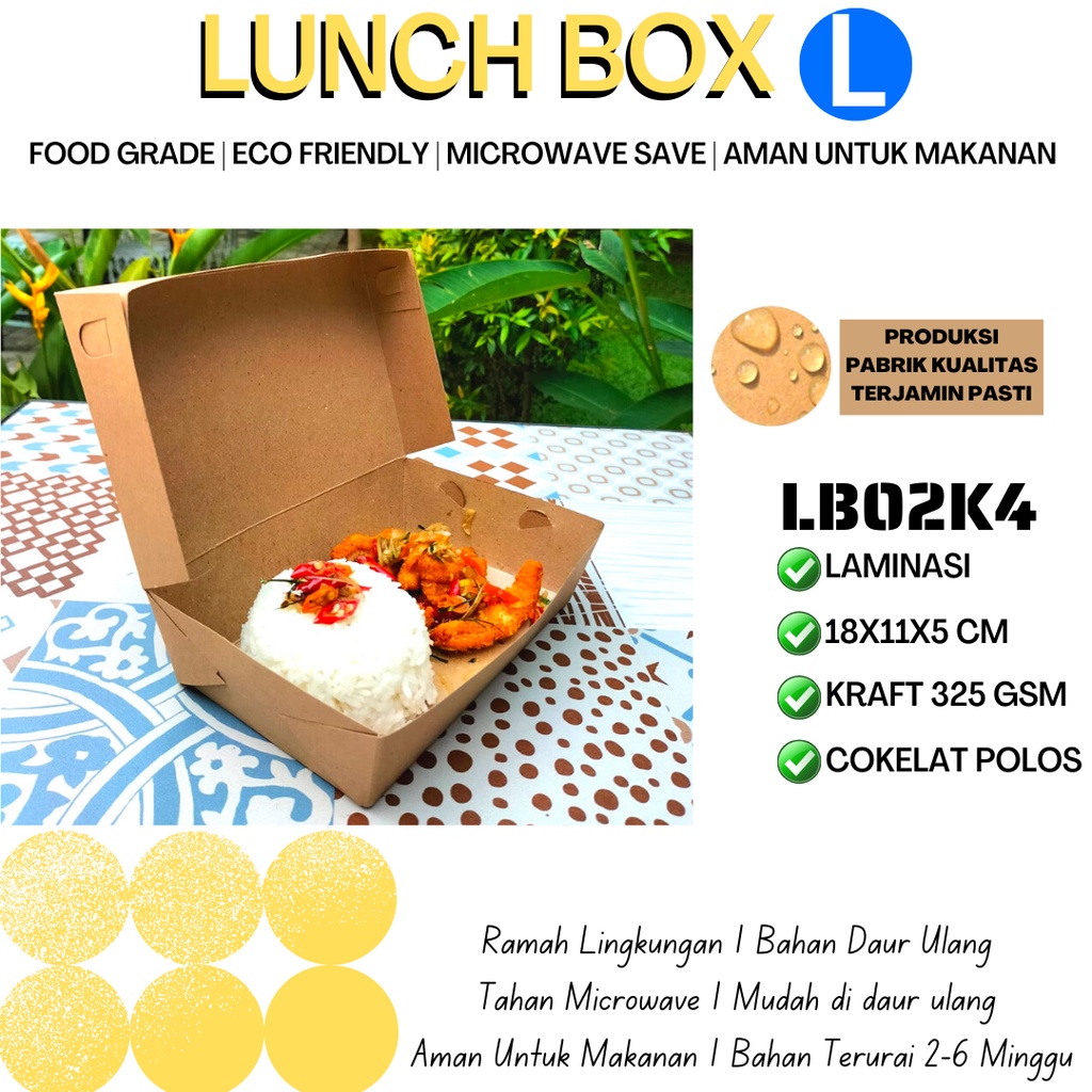 Paper Lunch Box Large Tebal 325 Gsm (LB2K4-18X11X5 Cm)