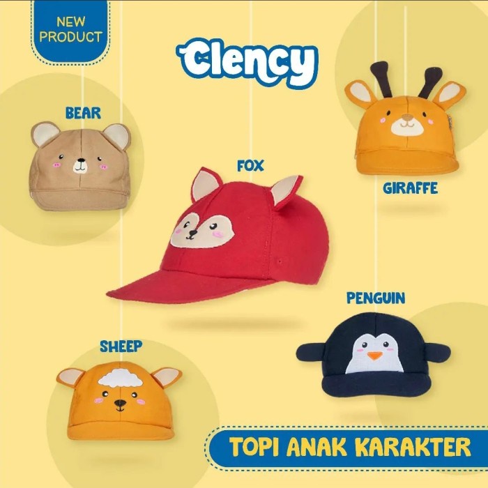 Clency topi anak animal karakter 3-5Y