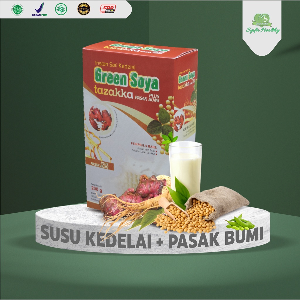 

Susu Kedelai Plus Pasak Bumi Green Soya Tazakka berat 200gr sudah ijin BPOM dan ORIGINAL HALAL.