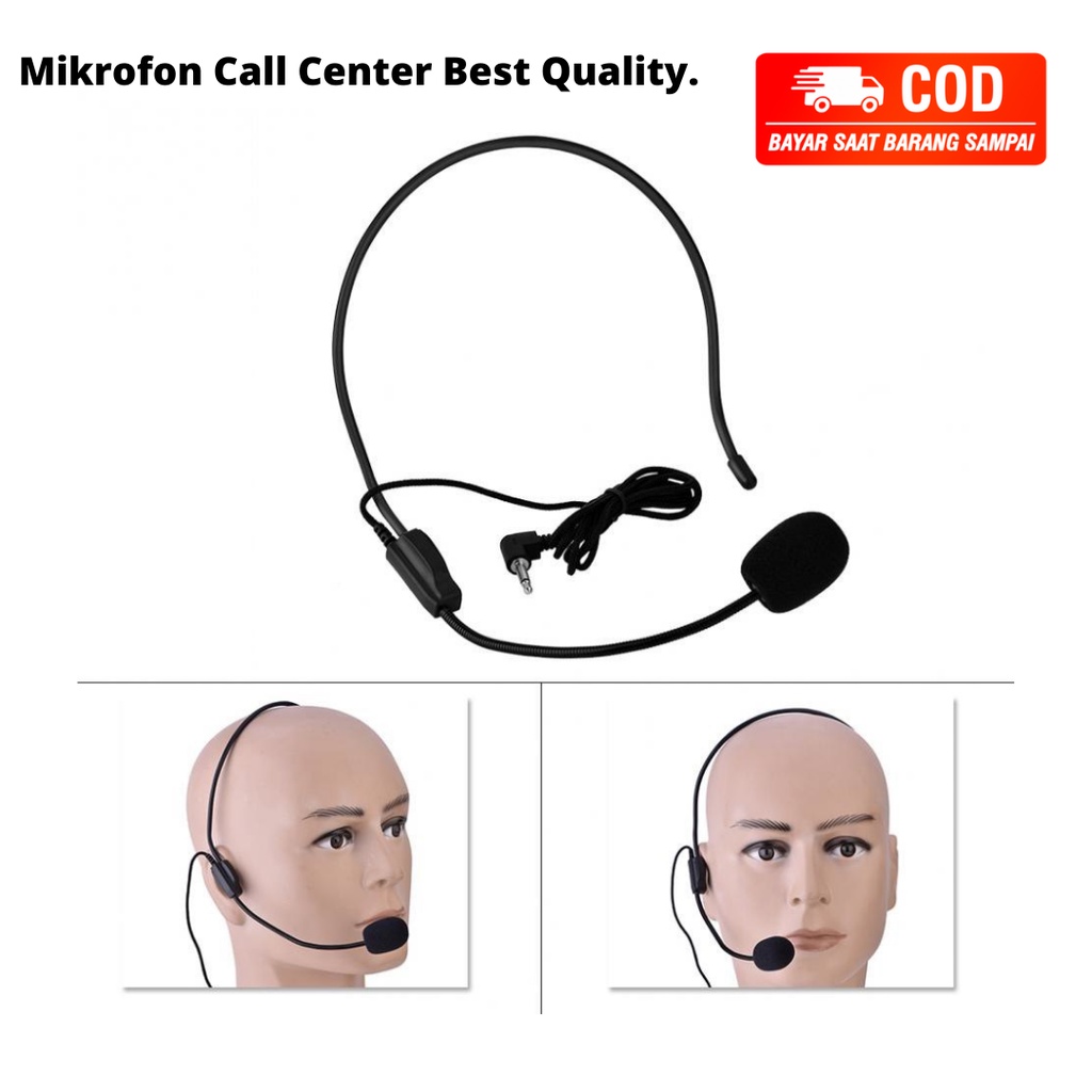 Mikrofon Call Center - Microphone Audio Super Ergonomis - Headset dengan Mic Customer Service - Head