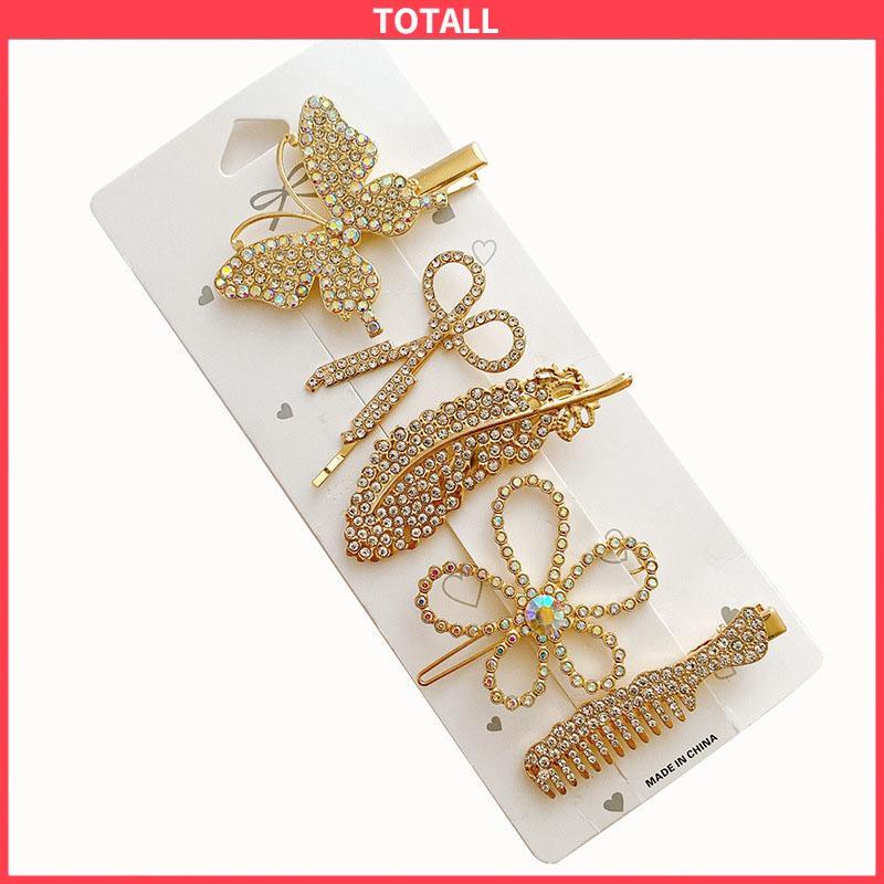 COD Fishbone Hairpin 6-Piece Set Aksesoris Rambut Vintage Set Dengan Diamond Pearl Edge Clip Bebek Paruh Clip-Totall