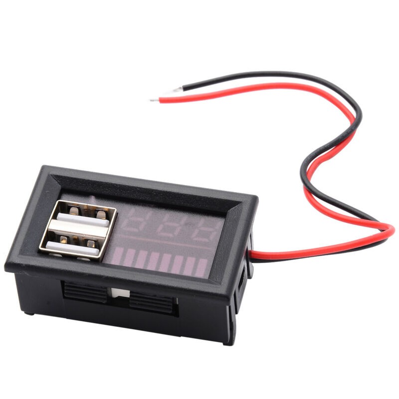 Dual Battery Capacity Indicator Voltage Meter 2 USB Port Charger HP Baterai Aki 12V Mobil Motor