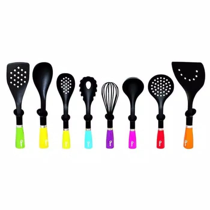 OXONE OX 043 Kitchen Tools Set 8pc Rainbow alat masak sutil whisk irus OX-043 - OX043 Spatula cantik