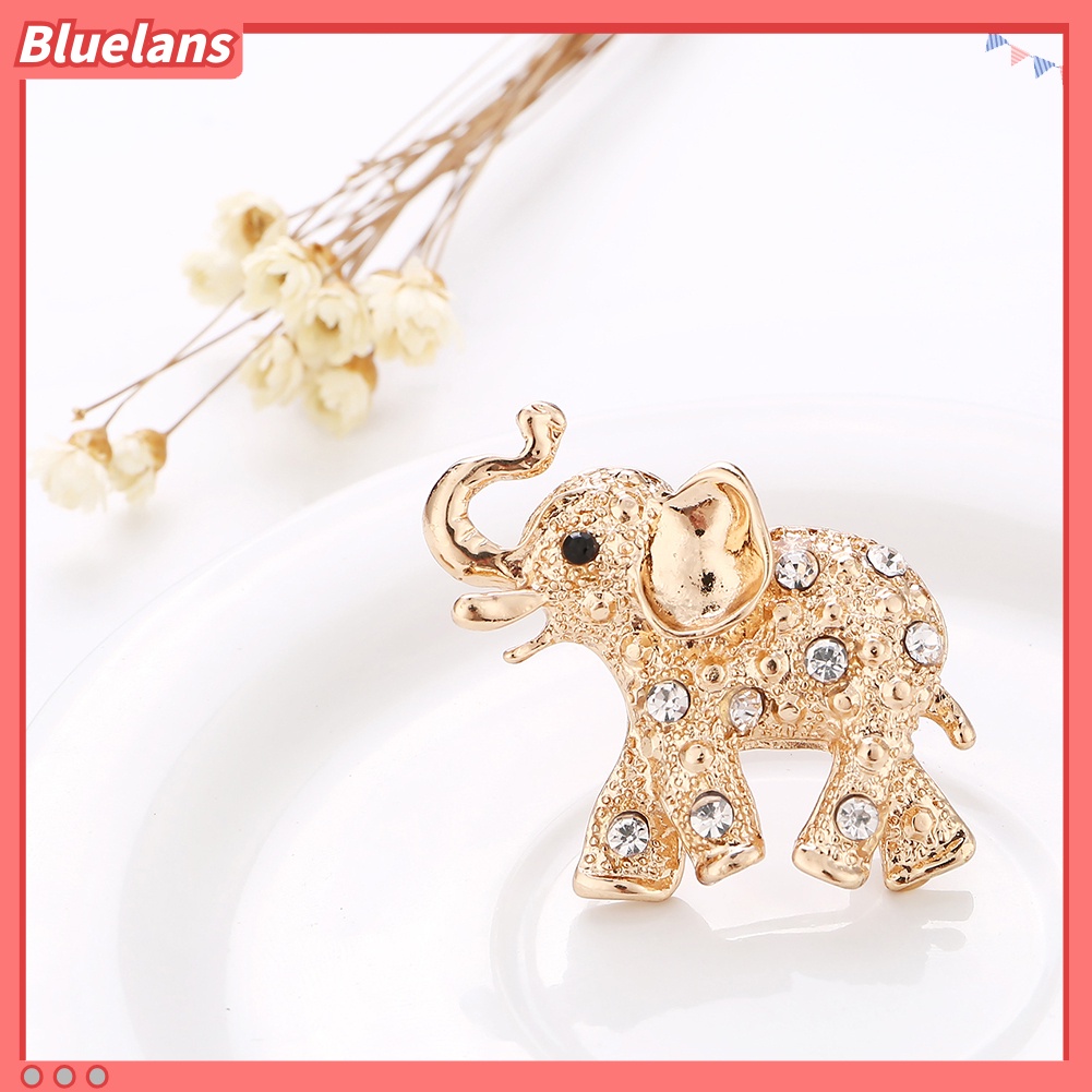 Bluelans Bros Pin Enamel Bentuk Gajah Aksen Berlian Imitasi Untuk Pria