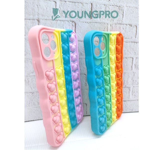 Silicone Case Pop It IPhone XS - Case Penghilang Stress Rainbow