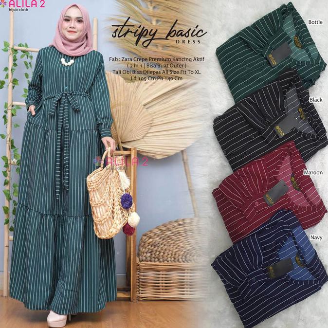 GAMIS MAXY STRIPY GARIS BUSUI ORI ALILA TERBARU AGUSTUS