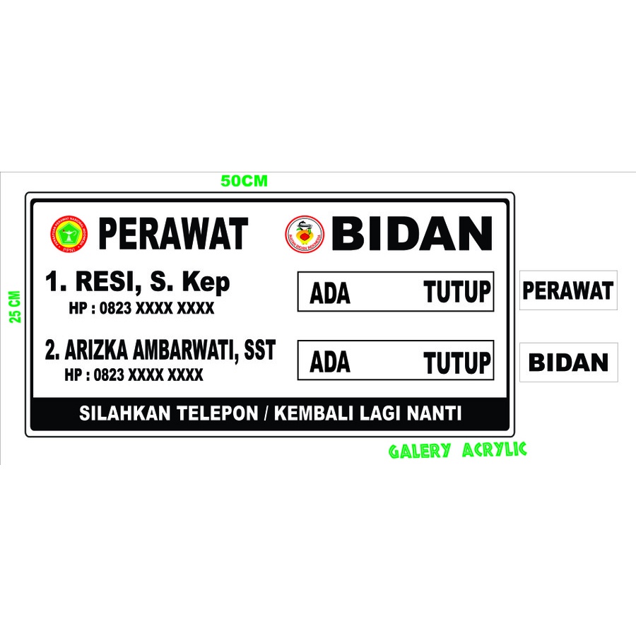 

Papan Nama Acrylic Sign Board 25x50