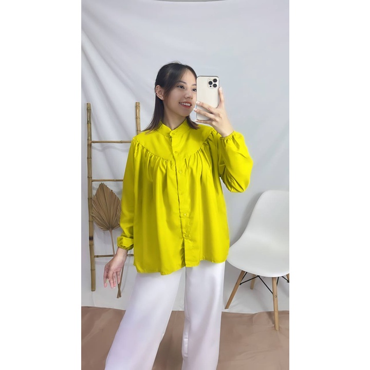 Tq88indonesia Fashion Busana Santai Wanita / RASHIFA SHIRT BLOUSE / Baju Atasan Cewek Lengan Panjang / Ootd Kekinian / Outfit Kekinian / Ootd