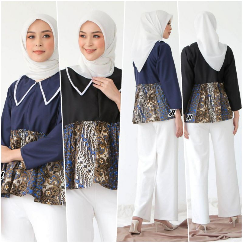 Blouse Batik Kombinasi Modern Kantor