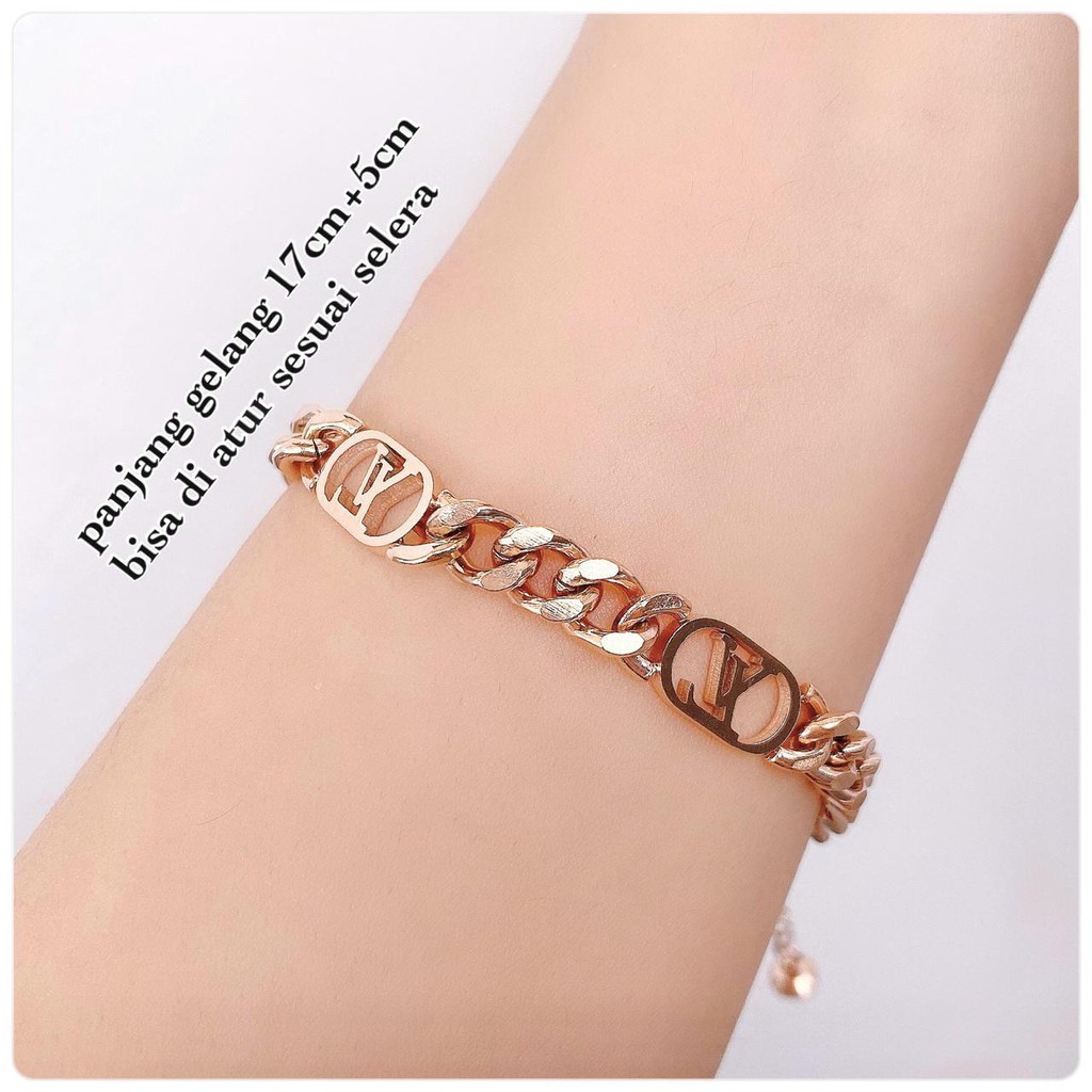 gelang tangan fashion wanita titanium asli anti karat korea style model rantai | aksesoris