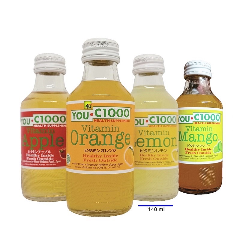 

YOU C 1000 140ml All Varian Lemon Orange Apel Mangga Mango / You C Health Supplement