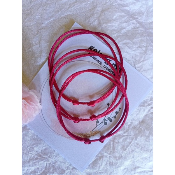 one set gelang polos tali satin cina warna merah tua (isi 3 gelang)