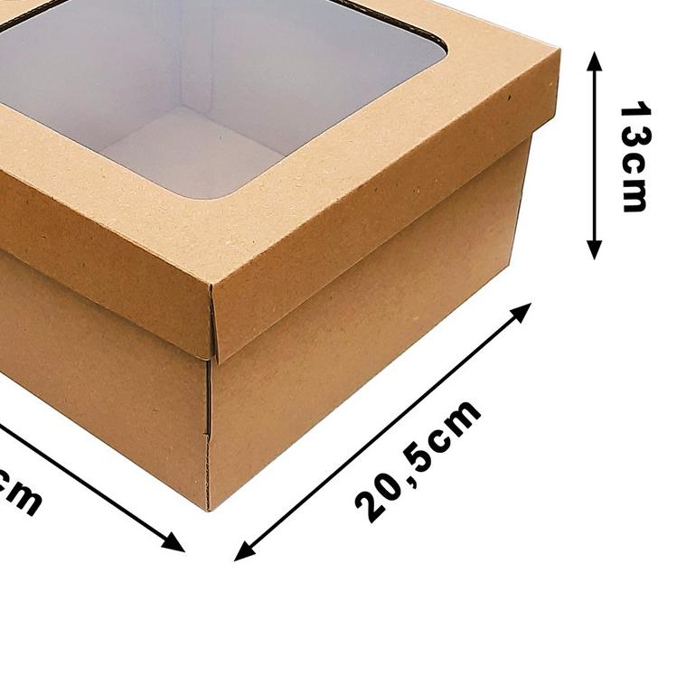 

☪ KOTAK KUE - CAKE BOX 20 x 20 x 13 CM - COKLAT + JENDELA (ISI : 10 PCS) ▼