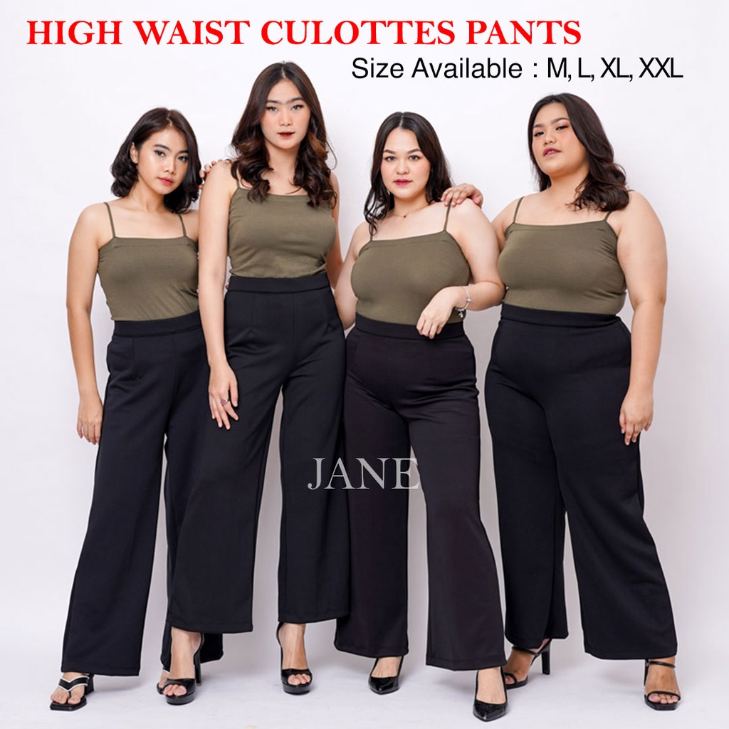 Celana Panjang Kulot Polos SCUBA TEBAL HW Kulot Premium Long Cullotes High Waist Culottes Pants JANE