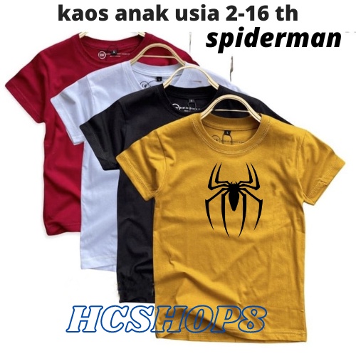 Kaos Anak Ideal Spiderman Usia 2-16th Unisex Cowok Cewek Kaos Oblong Anak Pakaian Anak Laki Laki Perempuan