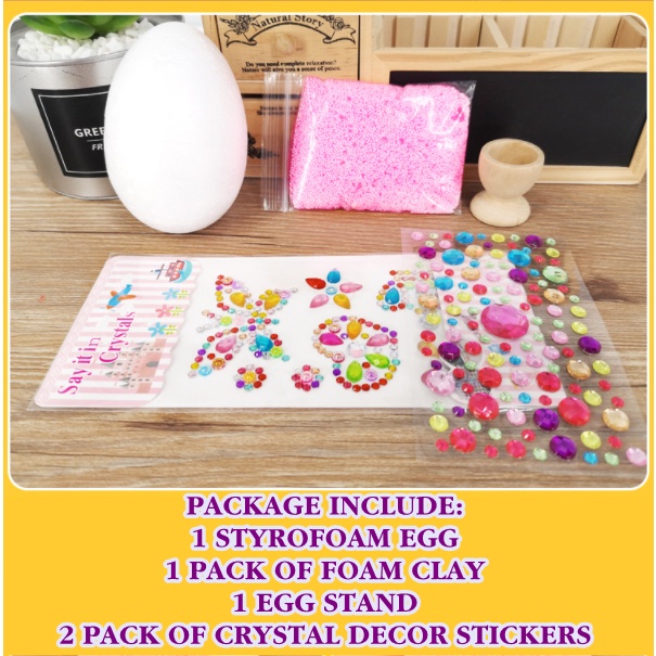 [ORGM] Mainan Edukasi DIY Telur dengan Snow Clay dan Sticker Dekor Manik Set Acara Paskah Easter